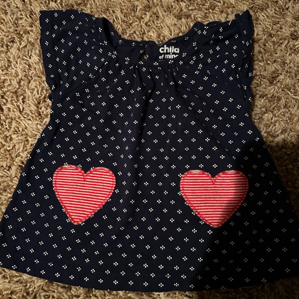 Carter's Navy Dress with Red Heart Pockets